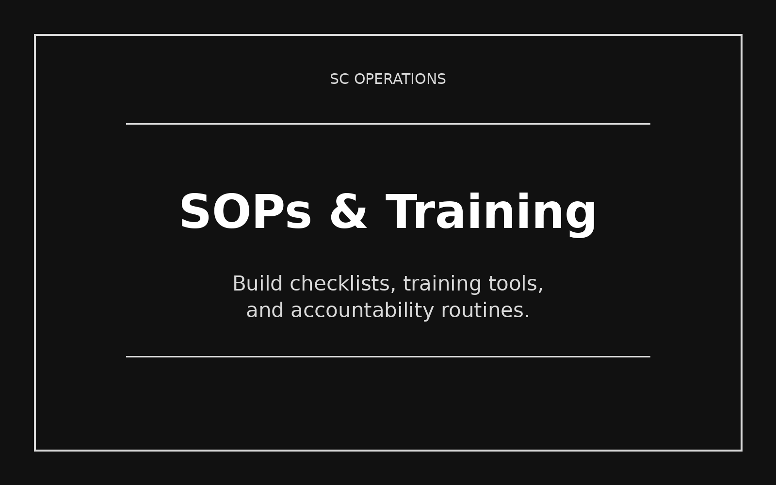 SC Operations graphic for SOPs and Training service.