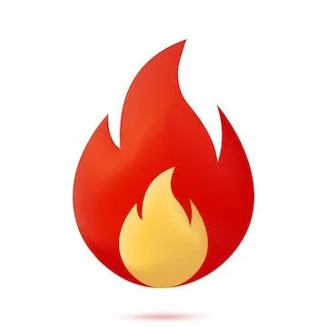 A stylized flame icon with red and yellow colors.