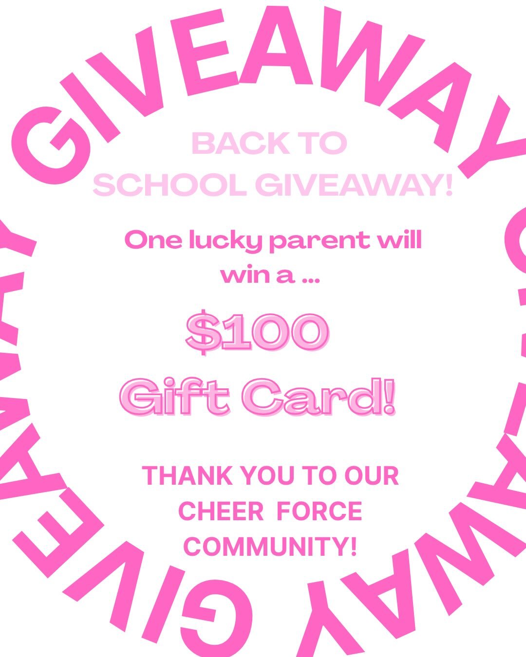 ✨🎒 **BACK TO SCHOOL GIVEAWAY!** 🎒✨

As our Cheer Fun Camp season comes to an end, we just want to say **THANK YOU**. 💗 To every camper, parent, coach, and supporter&mdash;thank you for being such an incredible part of the Cheer Force family. Your 