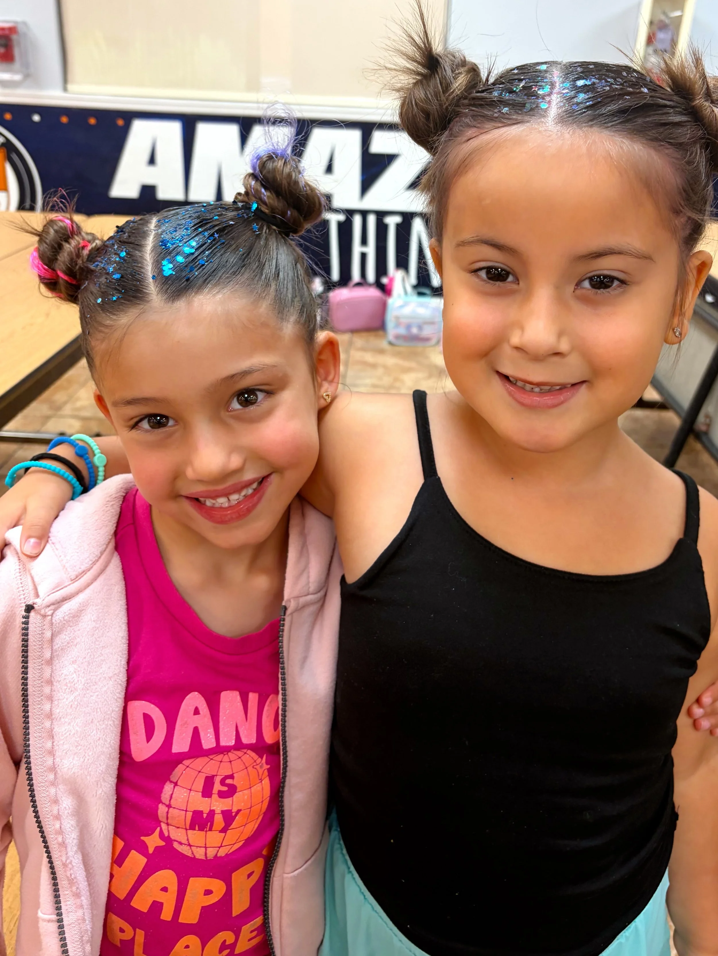 Glitter in our hair, smiles everywhere. ✨🎀💖 Our hair station was filled with sparkles, braids, bows, and so many happy campers. Just another day making magical summer memories at Cheer Fun Camp!