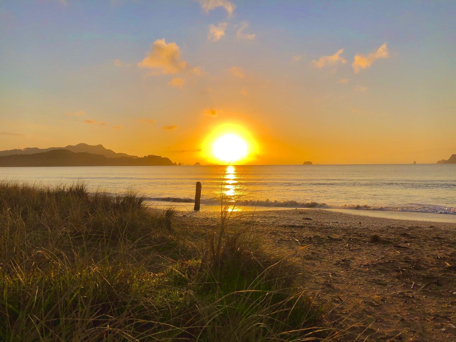 Sun setting at a beach