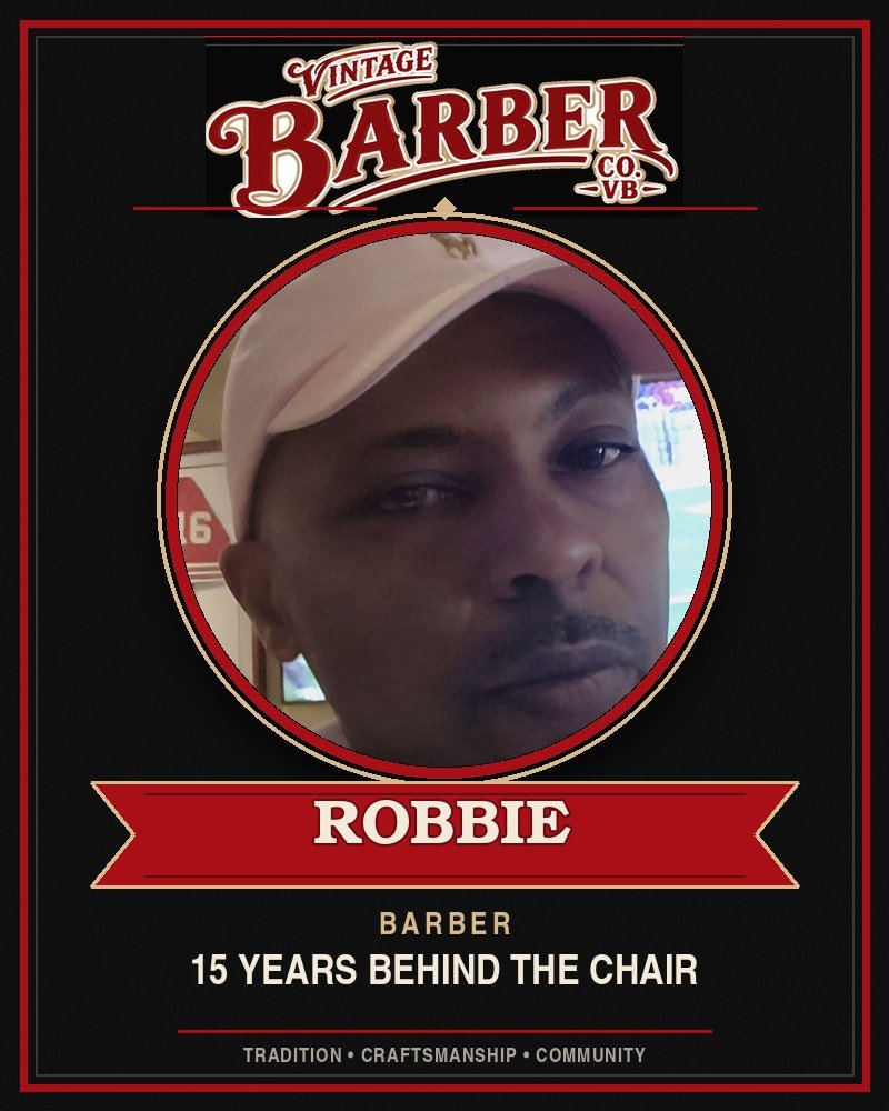 Robbie, barber at Vintage Barber Company VB, 15 years behind the chair