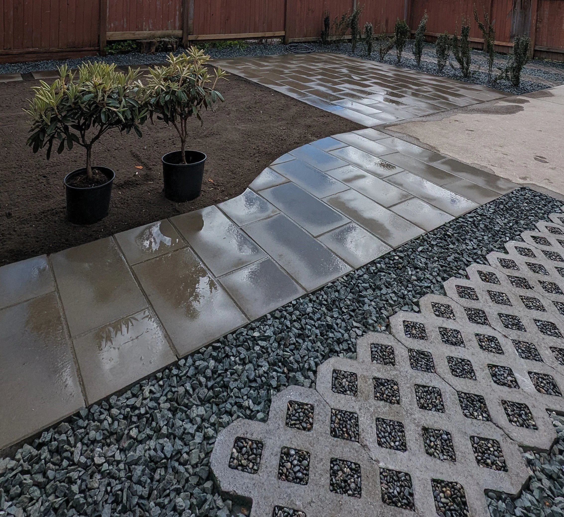 Newstone Manhattan 12" x 24"  Curved walkway and paver patio, Turfstone paver for driveway - Vancouver
