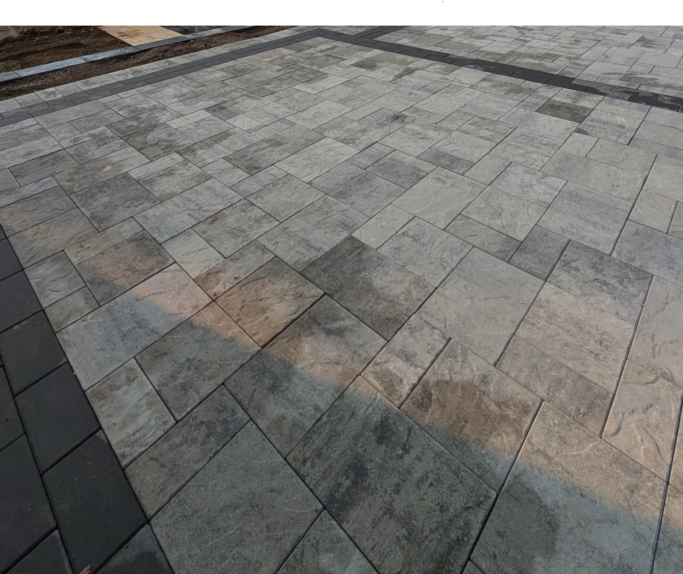 Belgard Origins paver patio, charcoal border - Coquitlam