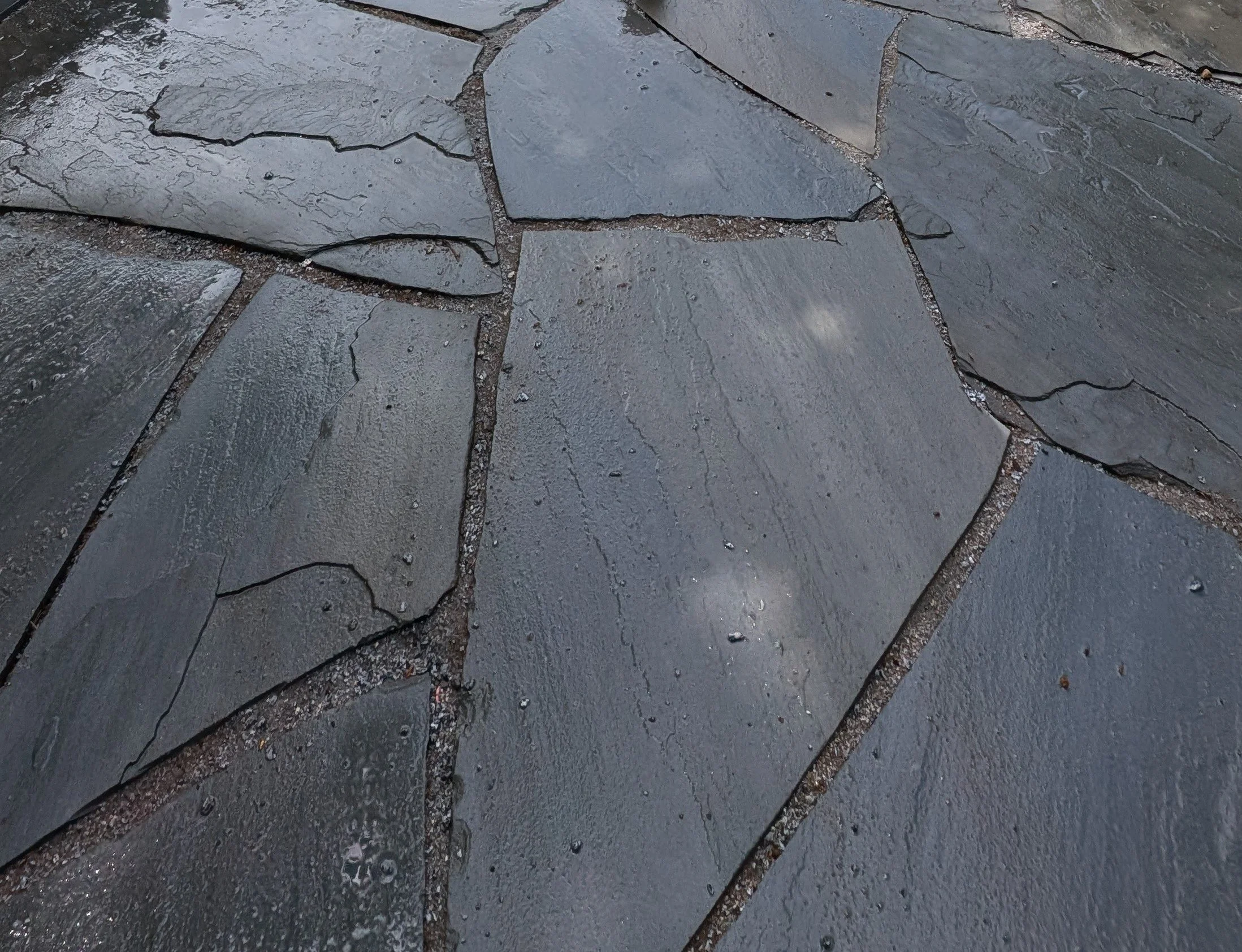 Natural stone flagstone patio - Port Coquitlam backyard