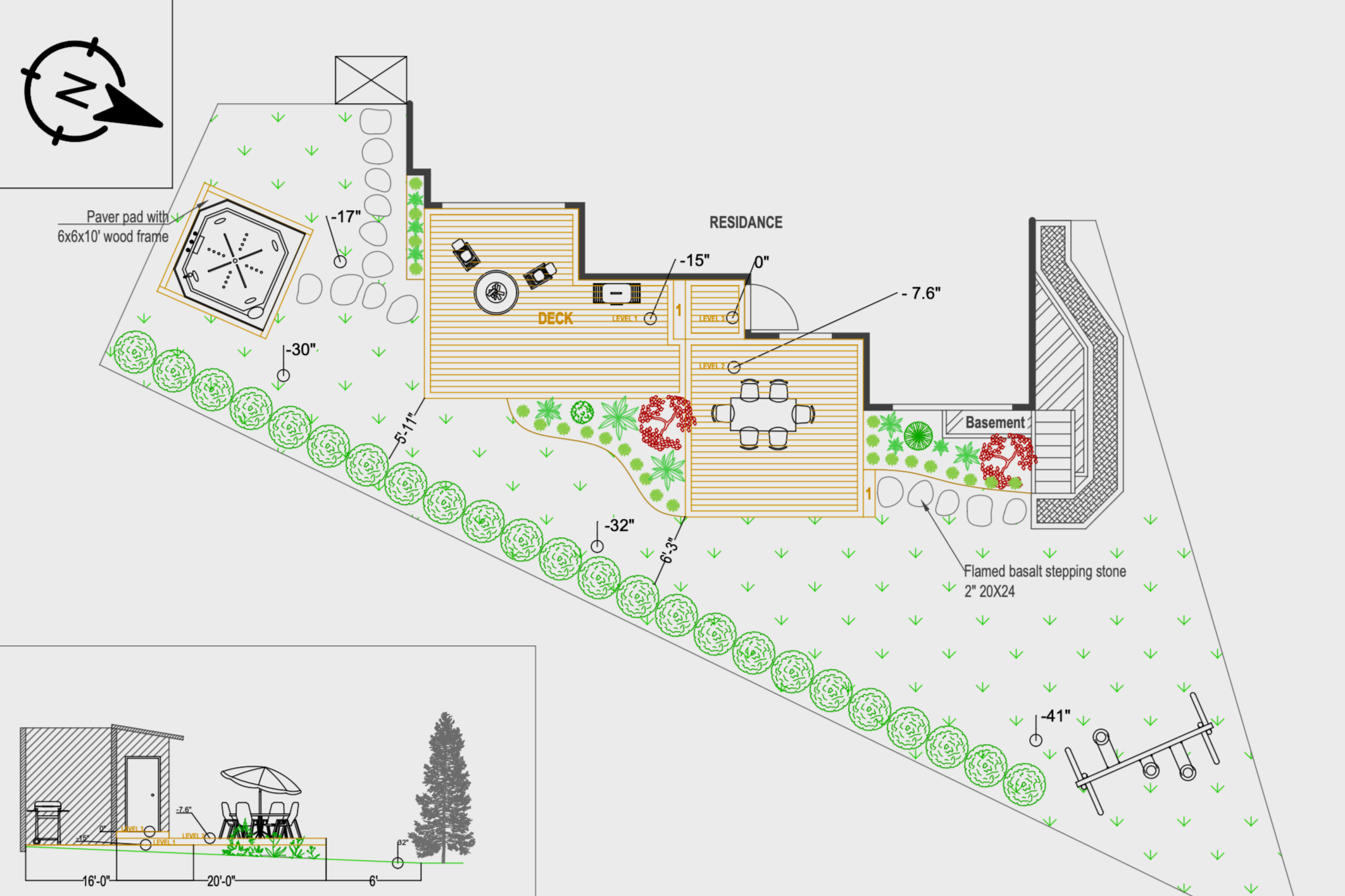 Full landscape design Autocad drawing - Burnaby backyard