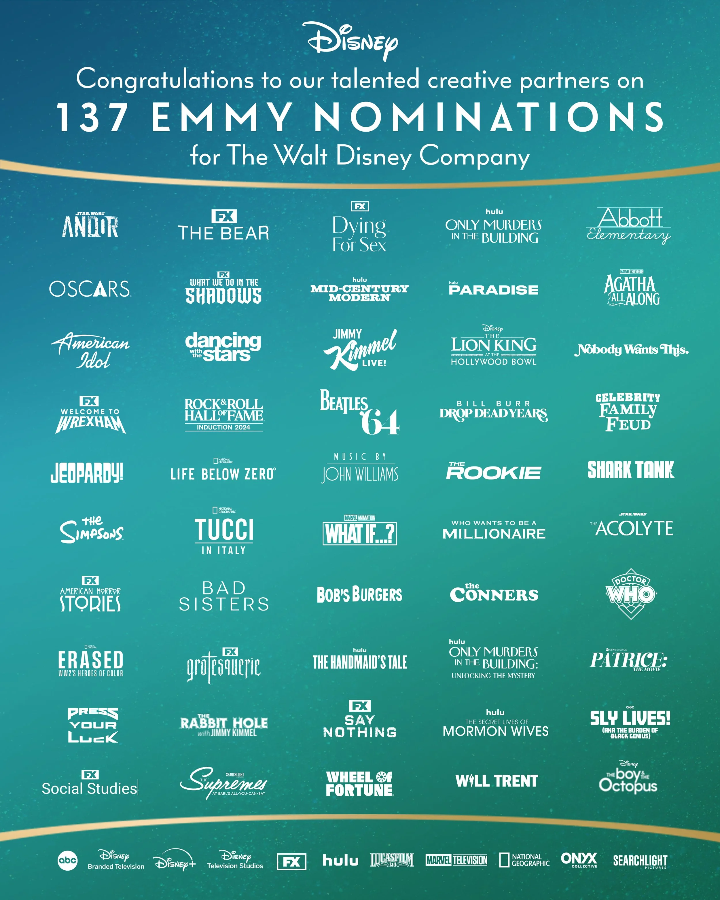 Breakout social post reflecting design for print ad celebrating Emmy nominations