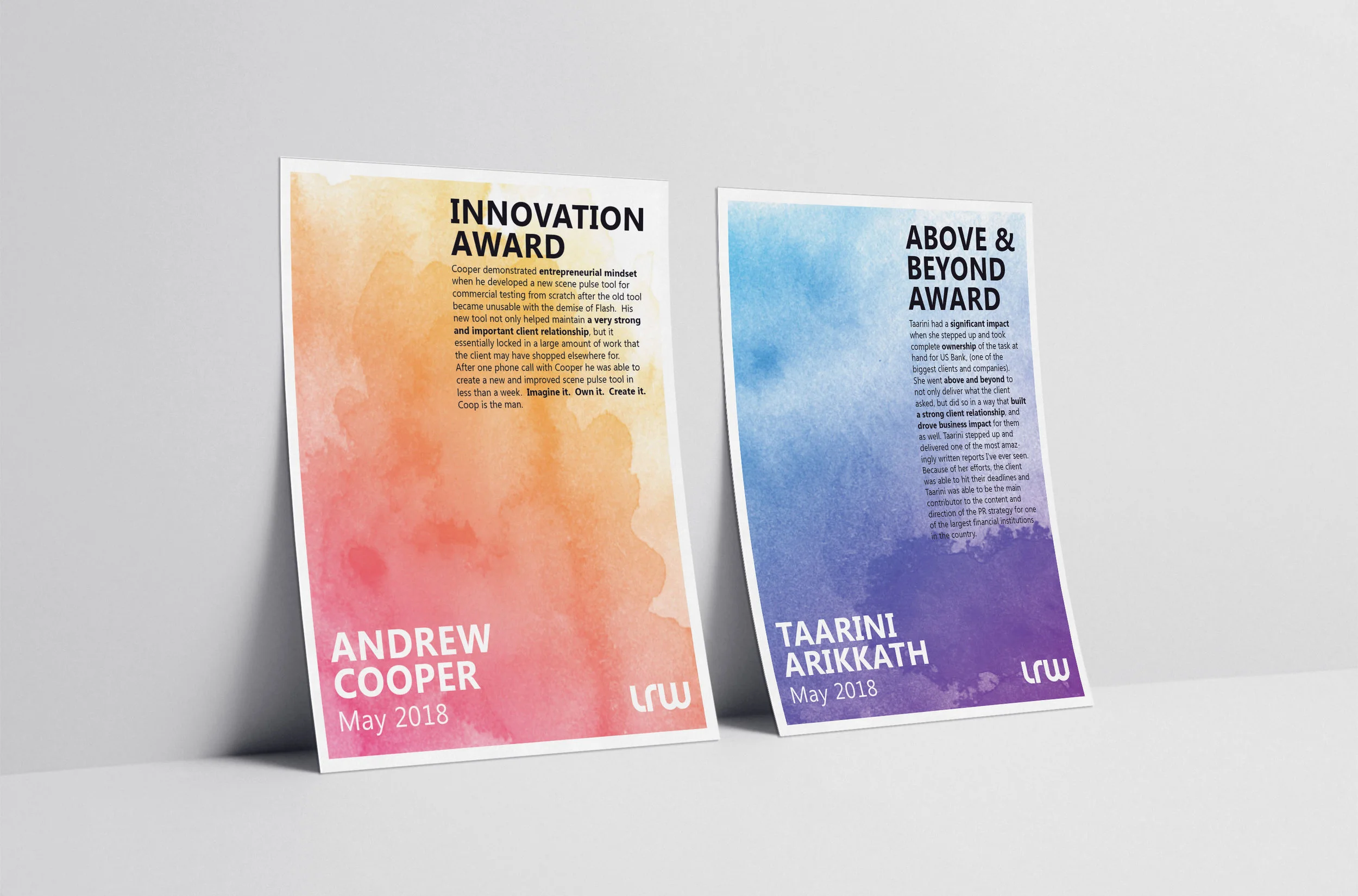 Designed internal employee awards