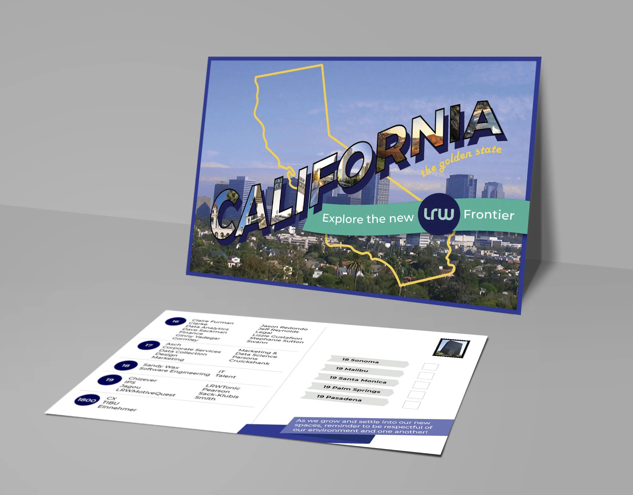 Designed roadmap postcards for employees to reference different floors of the company