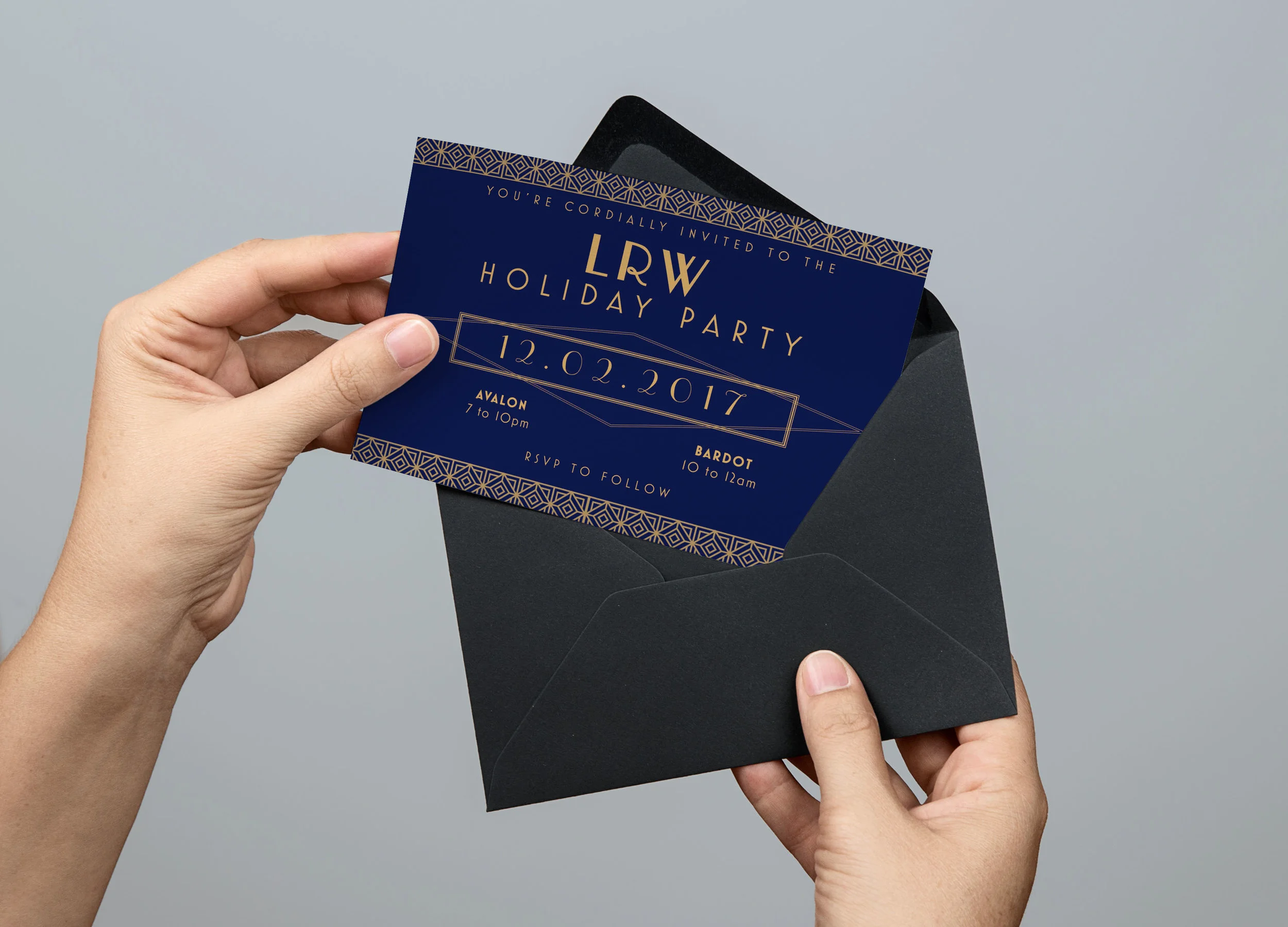 Designed employee holiday party invite and assets