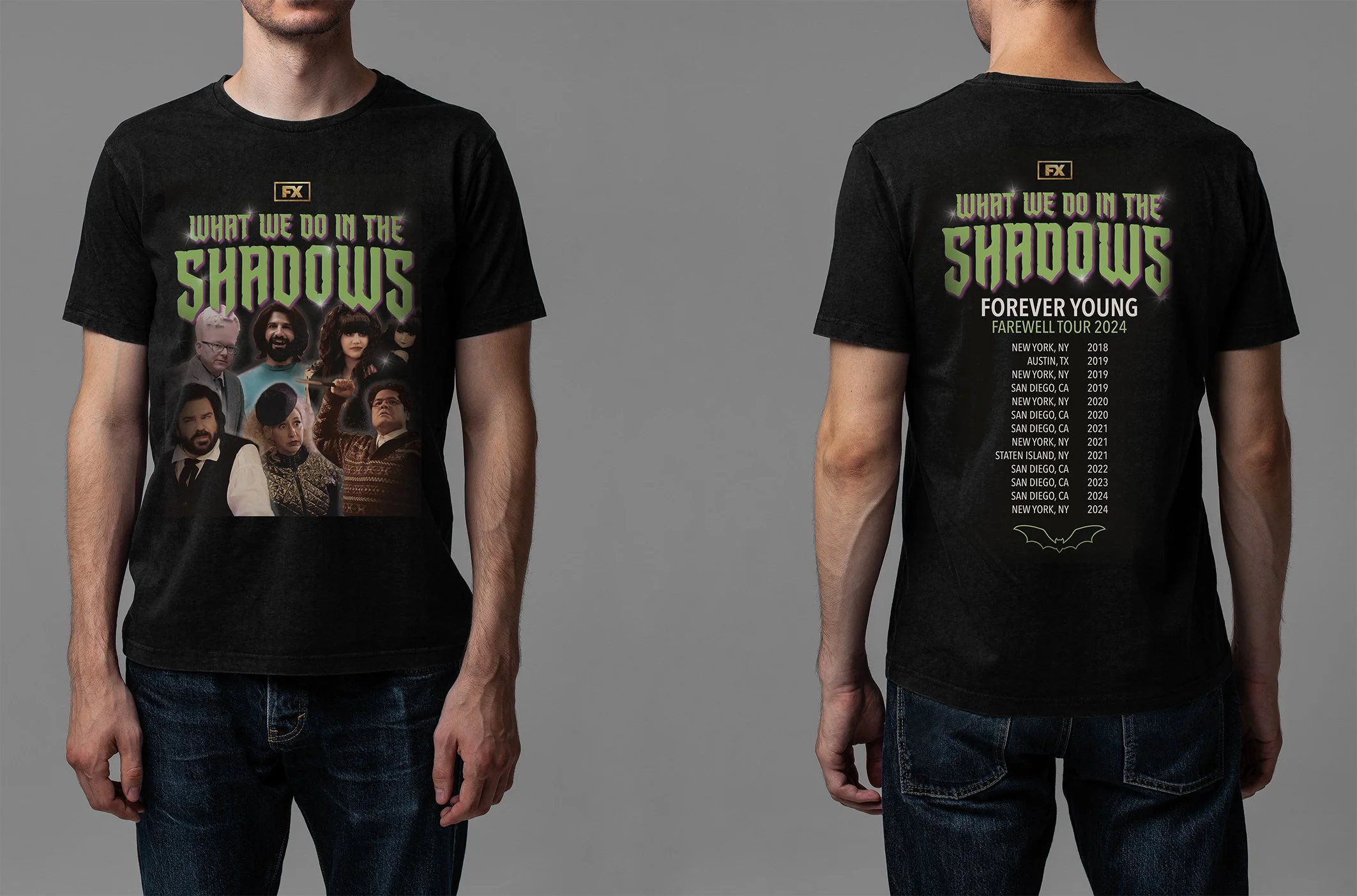Designed What We Do In the Shadows "concert tee" for 2024 Comic-Con