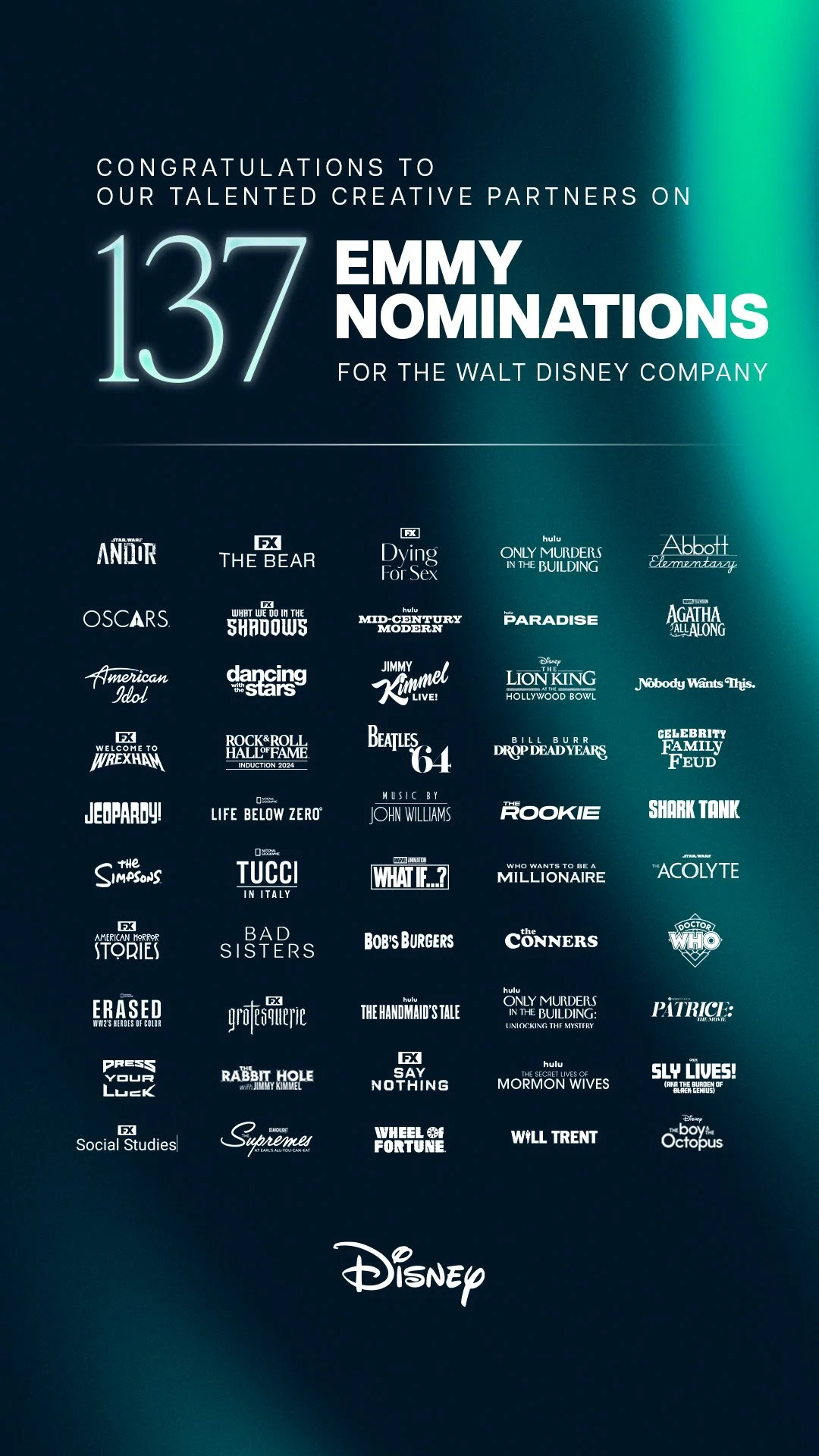 Vertical social media post celebrating Emmy nominations