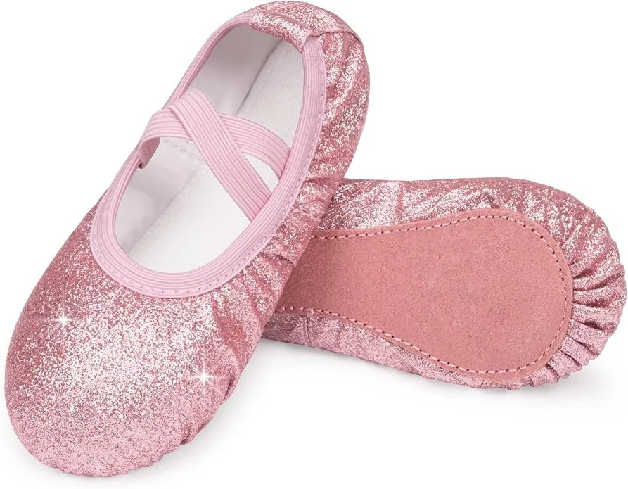 Sparkle & Twirl Pink Glitter Ballet Shoes