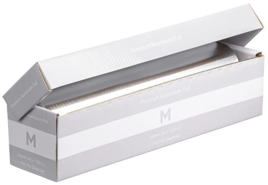 Premium Aluminium Foil Dispenser Silver, 300mm x 150m x 13mu - 6 units per box