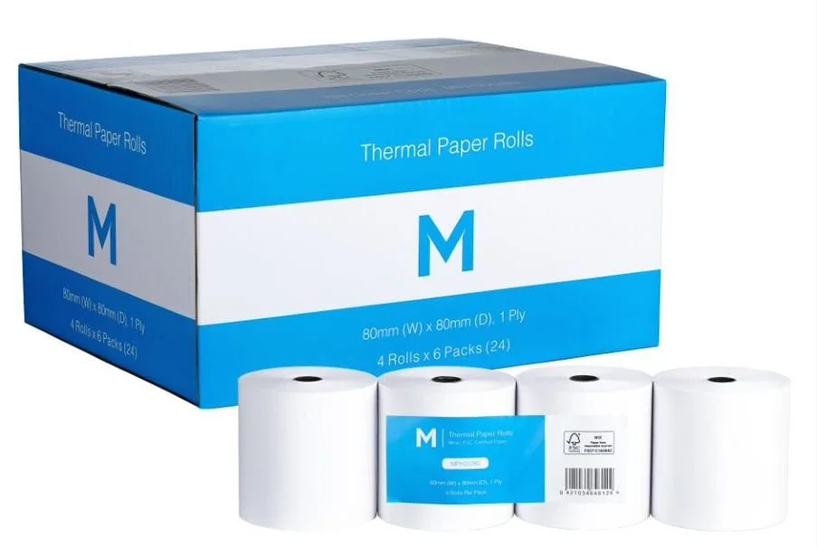 Thermal Paper Roll White, 80mm x 80mm, 1 Ply, FSC® Mix - 24 rolls