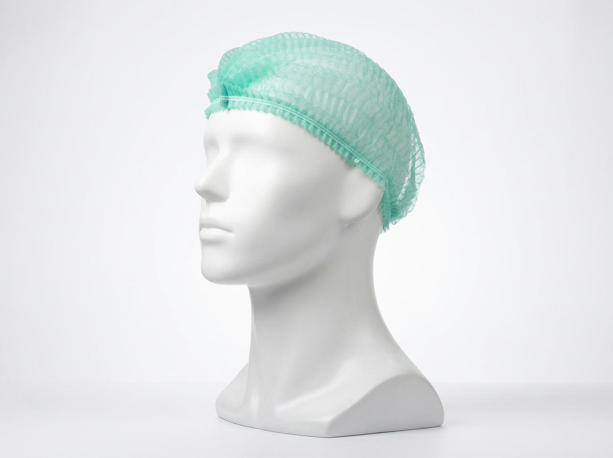 Polypropylene Crimp Hats - Green, 530mm Wide, 12gsm (1000 per box)