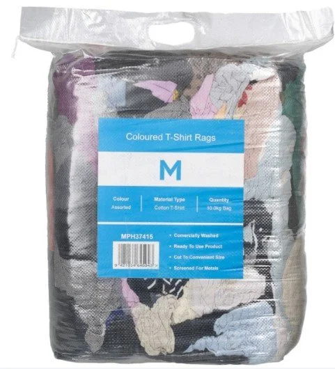 Coloured T-Shirt Rags Assorted, 10.0kg Compressed Bale
