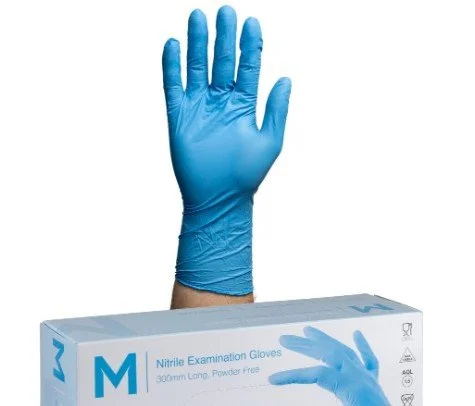 Nitrile Long Cuff Examination Gloves Powder Free - Blue