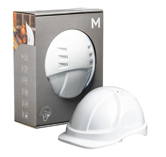 Safety Hard Hat Vented White, Ratchet Adjustment