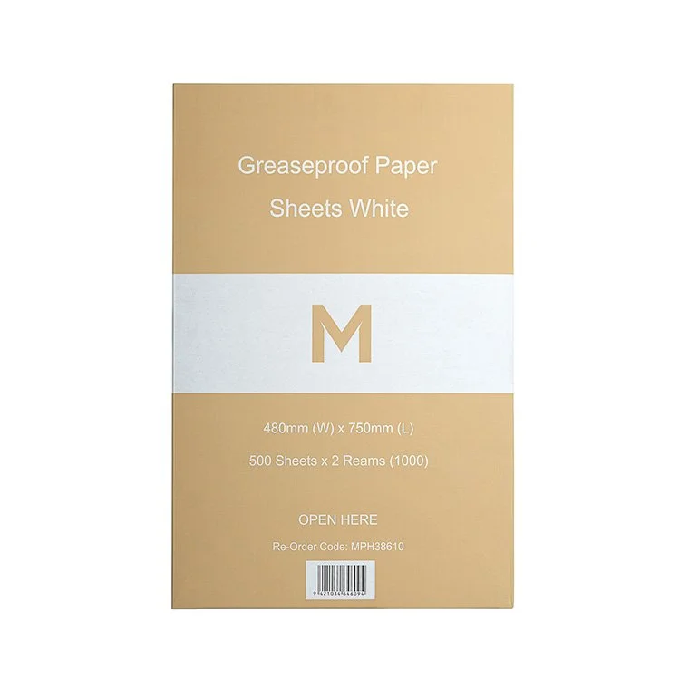 Greaseproof Paper Sheets Large White, 480mm x 750mm, 40gsm - 1000 sheets