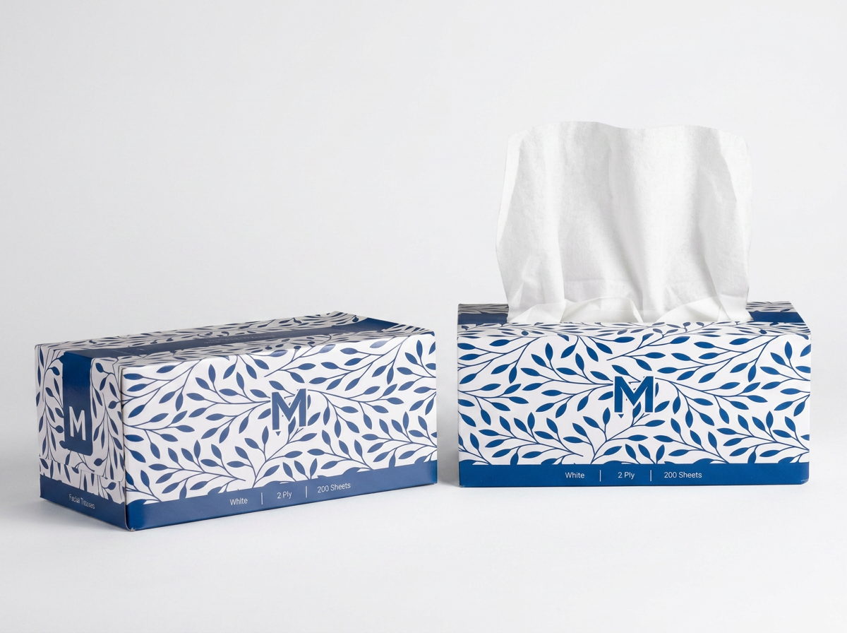 Flat Facial Tissues - White, 2 Ply, 200 Sheets, FSC® Mix - Box of 24 Packs