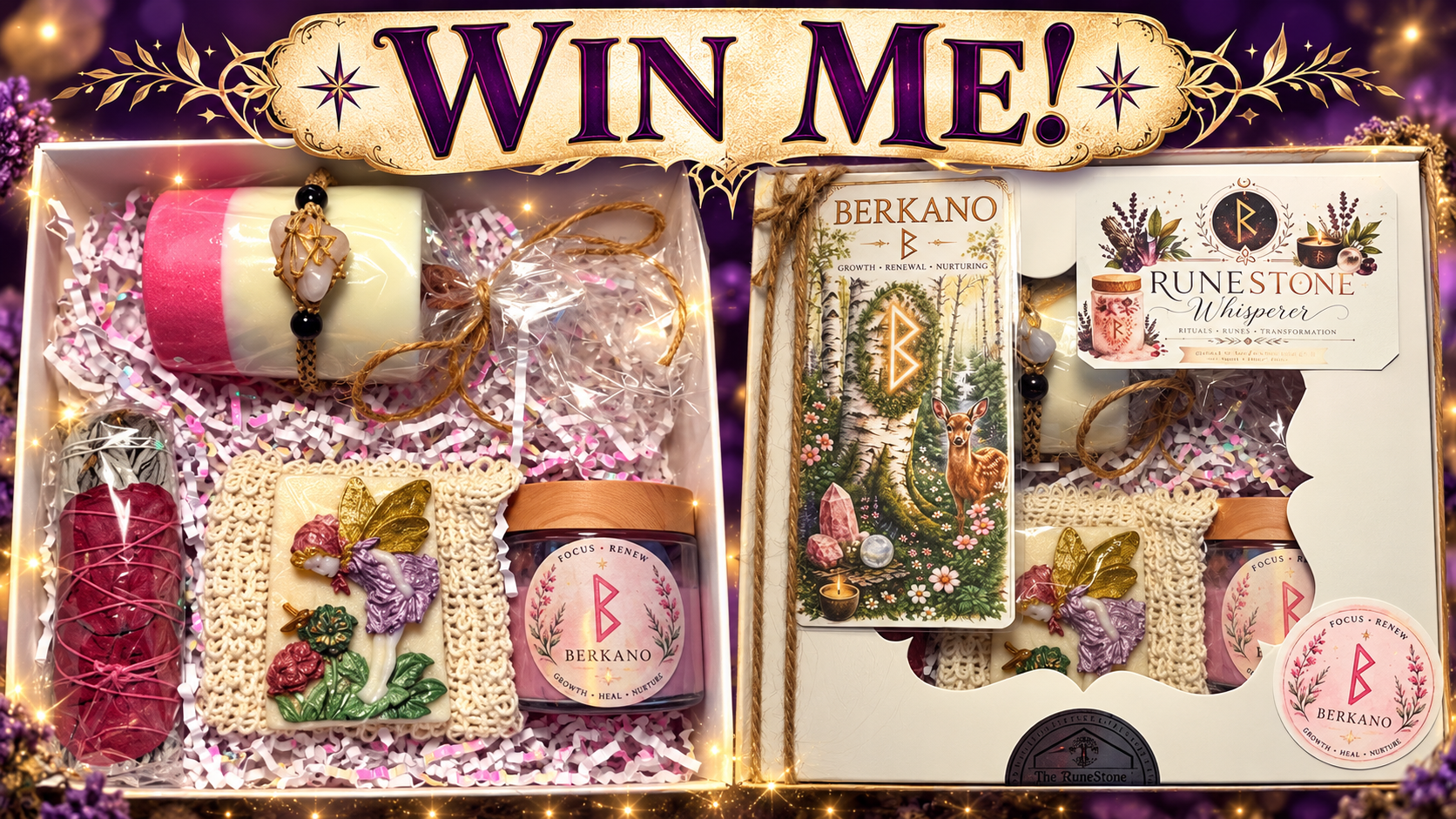 Kit contains: 1 smudge stick, 1 rune-casted candle, 1 crystal-infused foaming milk bath, 1 ritual guide, & 1 bath buddy