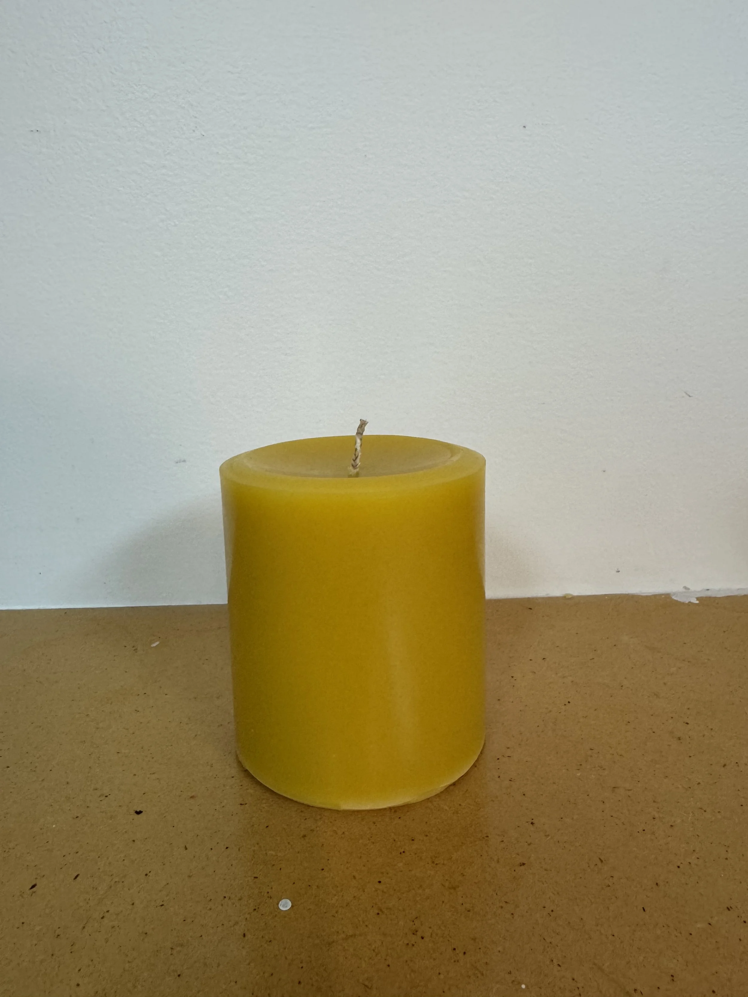Handcrafted 3” × 3.5” Beeswax Pillar Candle – Yellow