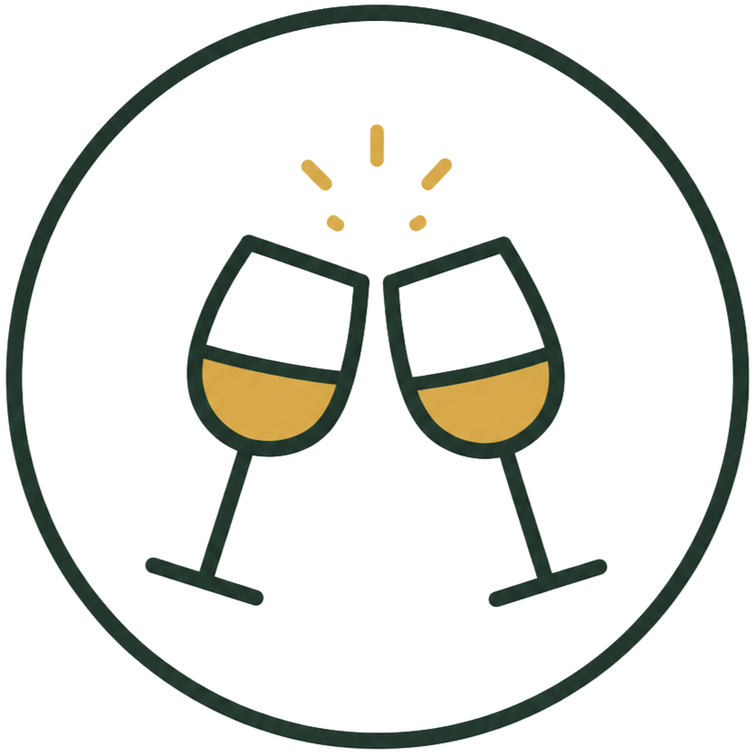 Two champagne glasses clinking in a toast.