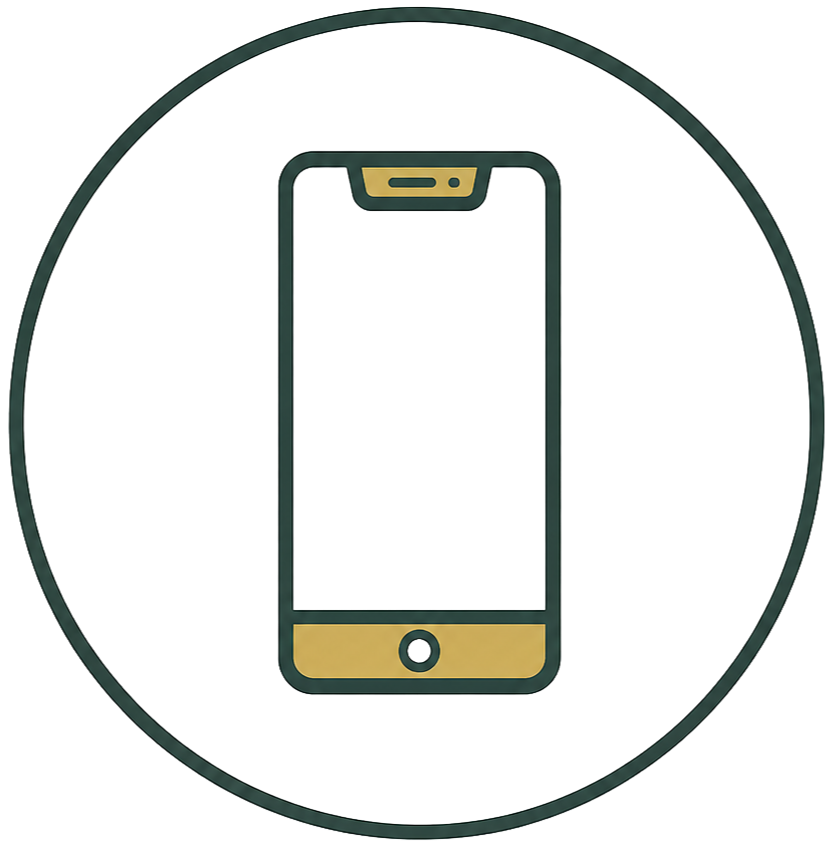 Minimalist illustration of a smartphone.