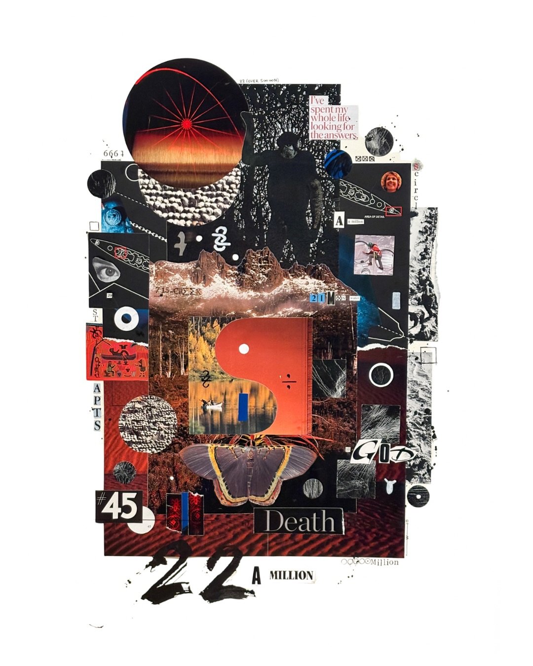 Third in my series of Bon Iver album cover reinterpretations. 22, A Million. This album always feels fractured to me so it suited collage. 
.
#collageart #boniver #albumart #contemporarycollage #mixedmedia