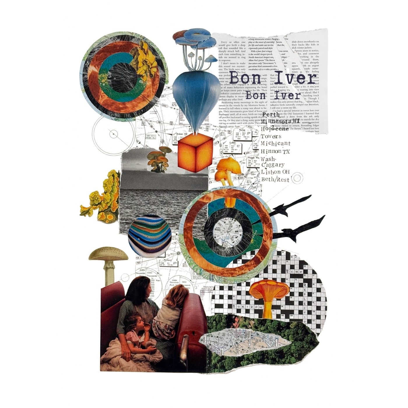 Second in the series of reimagined album covers. Bon Iver, Bon Iver. A more expansive, place-based exploration of life. 
.
#collage #boniver #artwork #mixedmedia #australianartist
