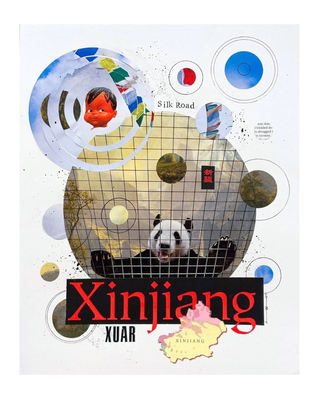 Xinjiang, collage. I honestly don&rsquo;t know where this one came from. I kept pulling images that seemed to belong together, so I stopped questioning it and followed the thread. 
.
#collageart #contemporarycollage #mixedmediaart #papercollage #brey
