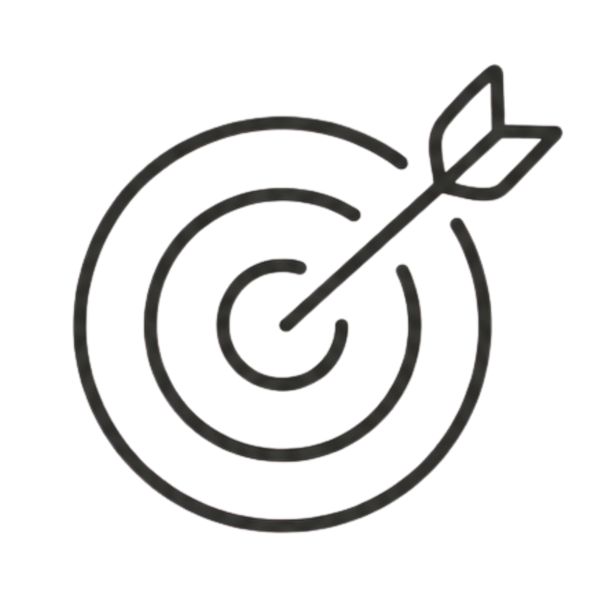 Neon sign of a rocket ship with concentric circles around it on a black background.