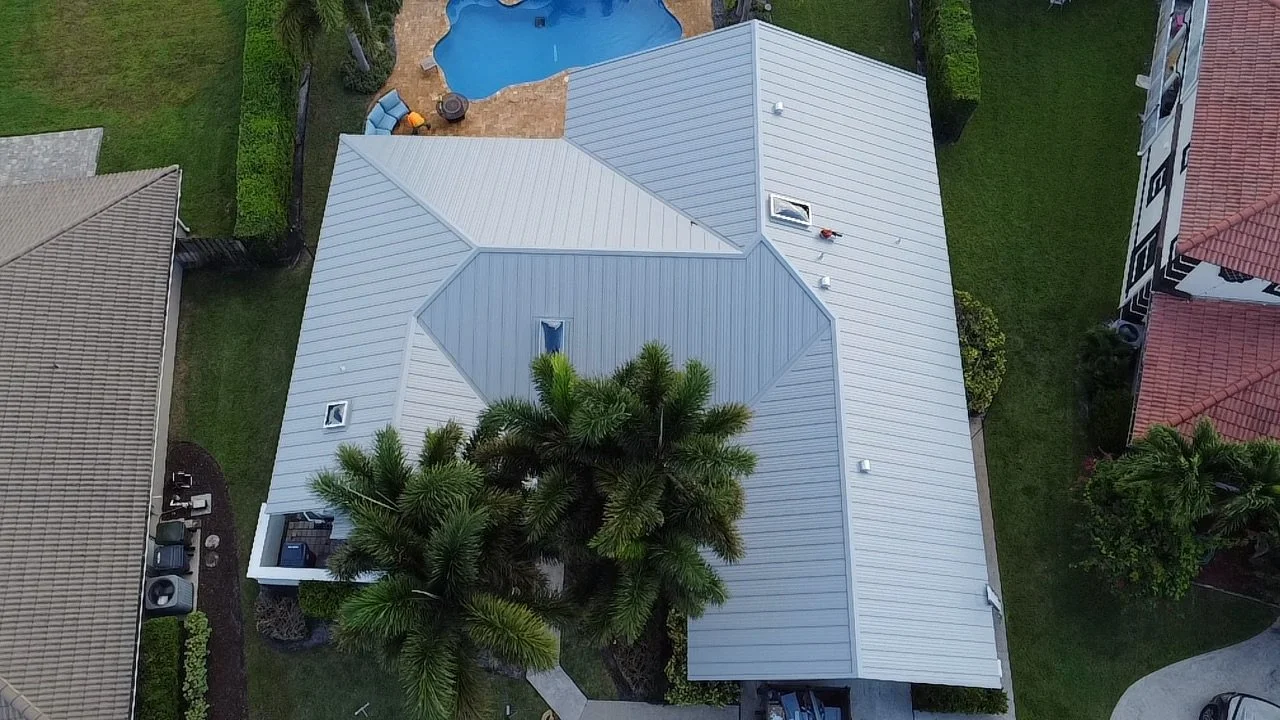 METAL ROOF REPLACEMENT, ARIEL VIEW OF HOUSE