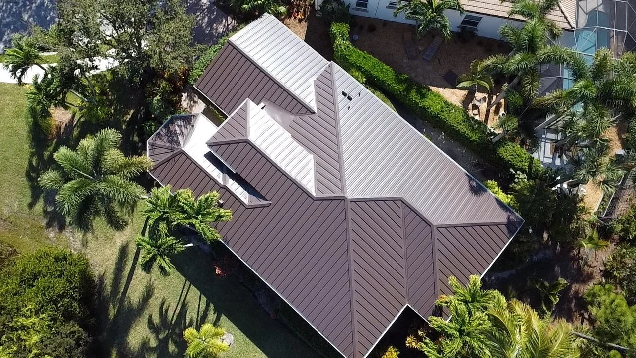 ARIEL VIEW OF HOME WITH REPLACED METAL ROOF