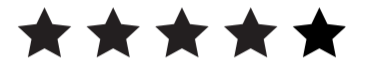Five empty star rating icons on a black background.