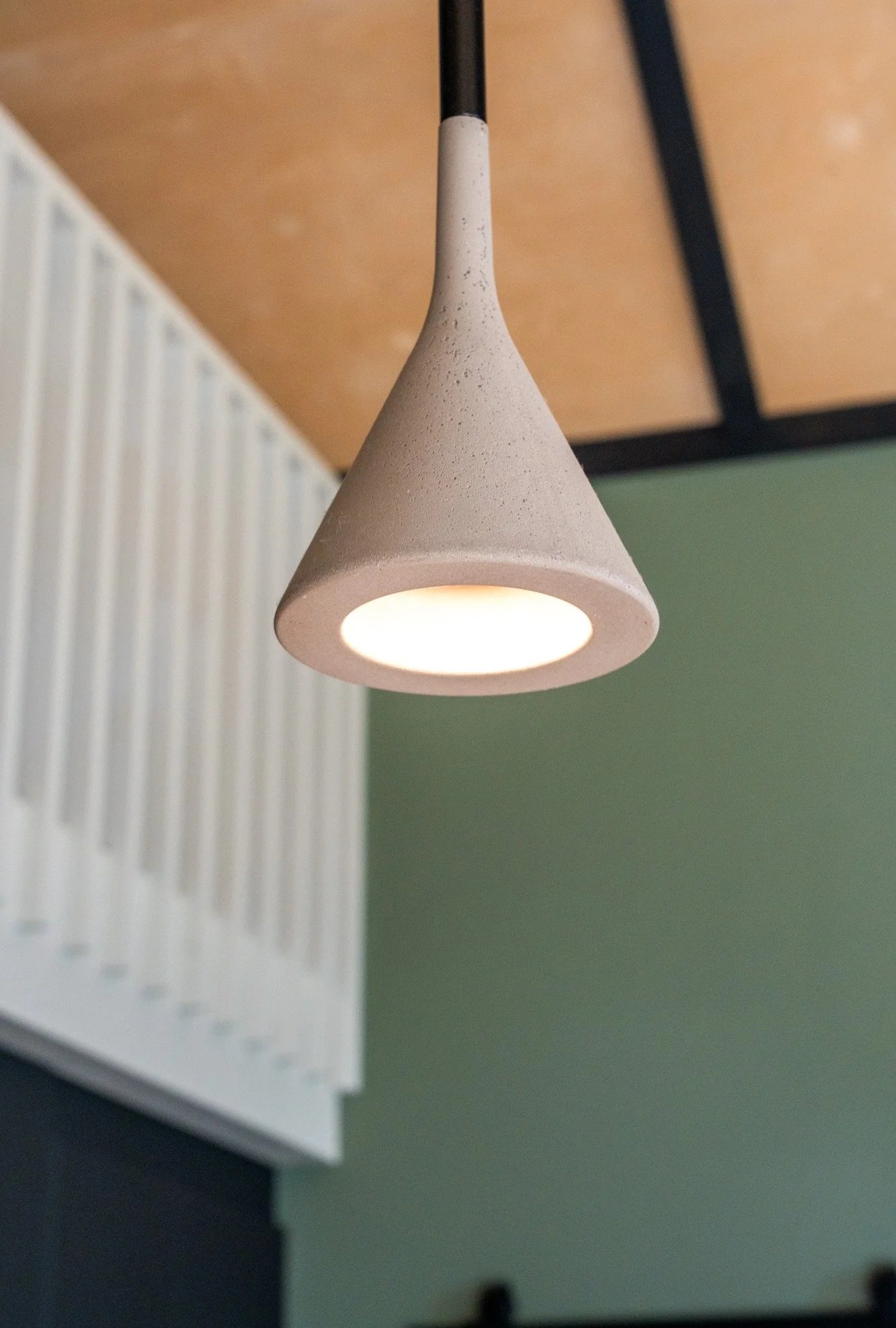 Kitchen detail in sustainable Witchcliffe Ecovillage home with pendant lighting