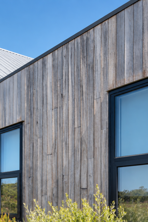 A contemporary barn-style home at Witchcliffe Ecovillage, designed for sustainable living and a close connection to the surrounding bushland. Passive solar design, efficient glazing, natural ventilation, and timber cladding create a warm, energy-effi