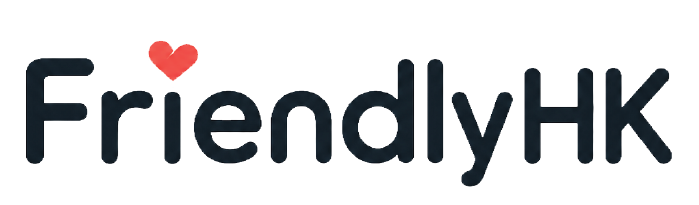 Logo for FriendlyHK with the text 'FriendlyHK' and a red heart symbol above the letter 'i'.