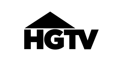 HGTV logo with a house-shaped roof over bold letters HGTV