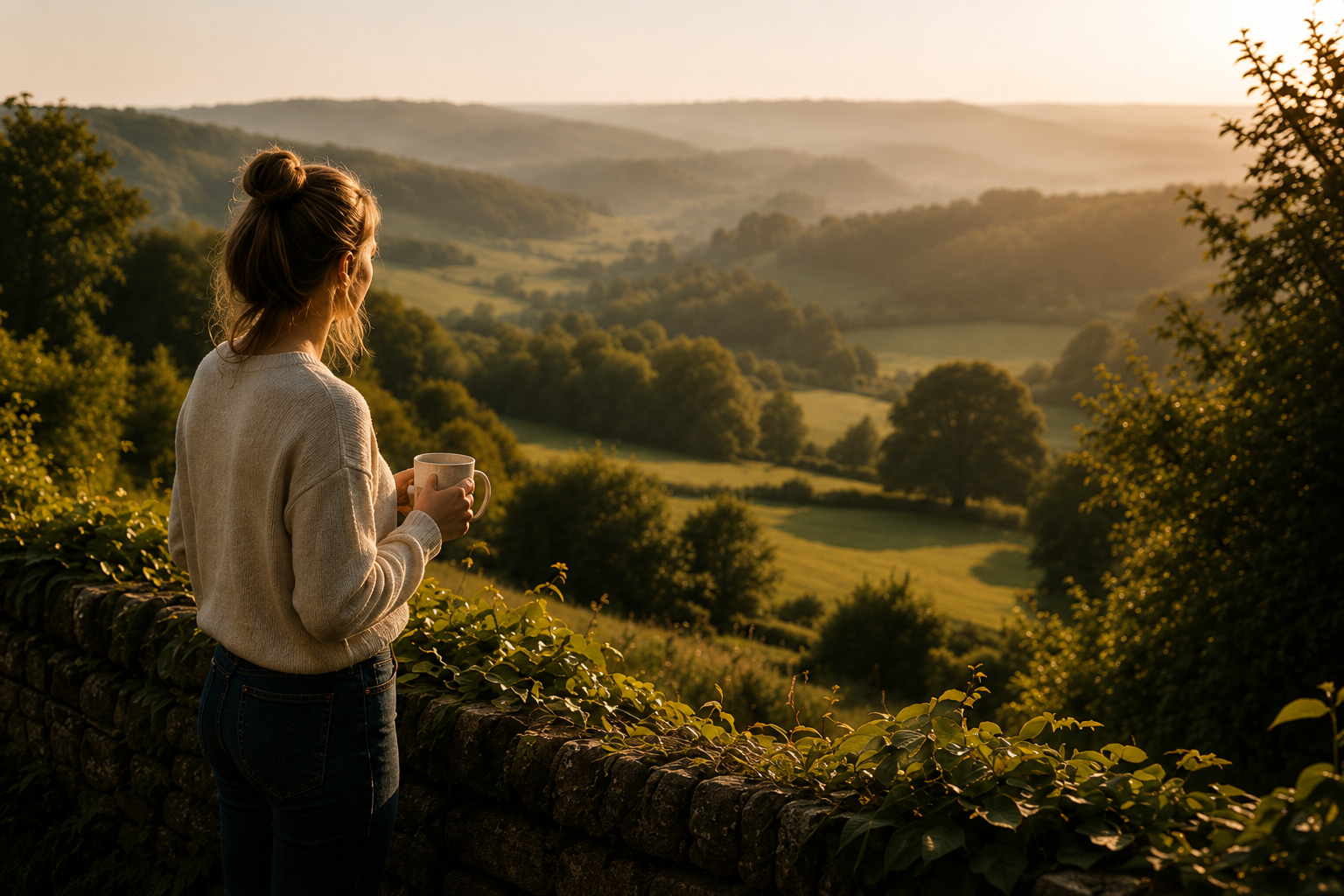 Rural web designer looking out over the view