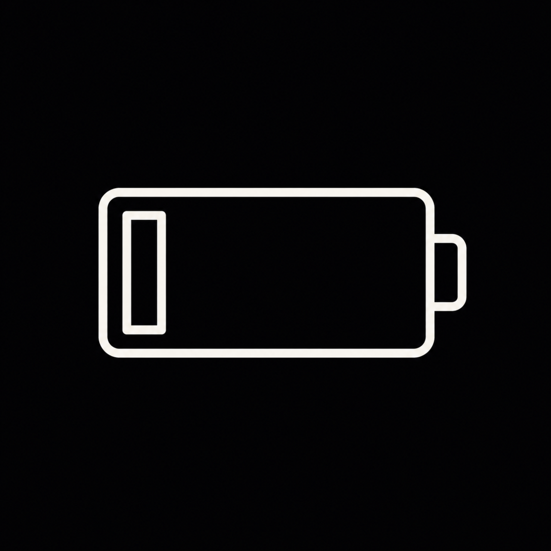 Line icon of an almost empty battery, representing willpower burnout when drinking rules stop working.