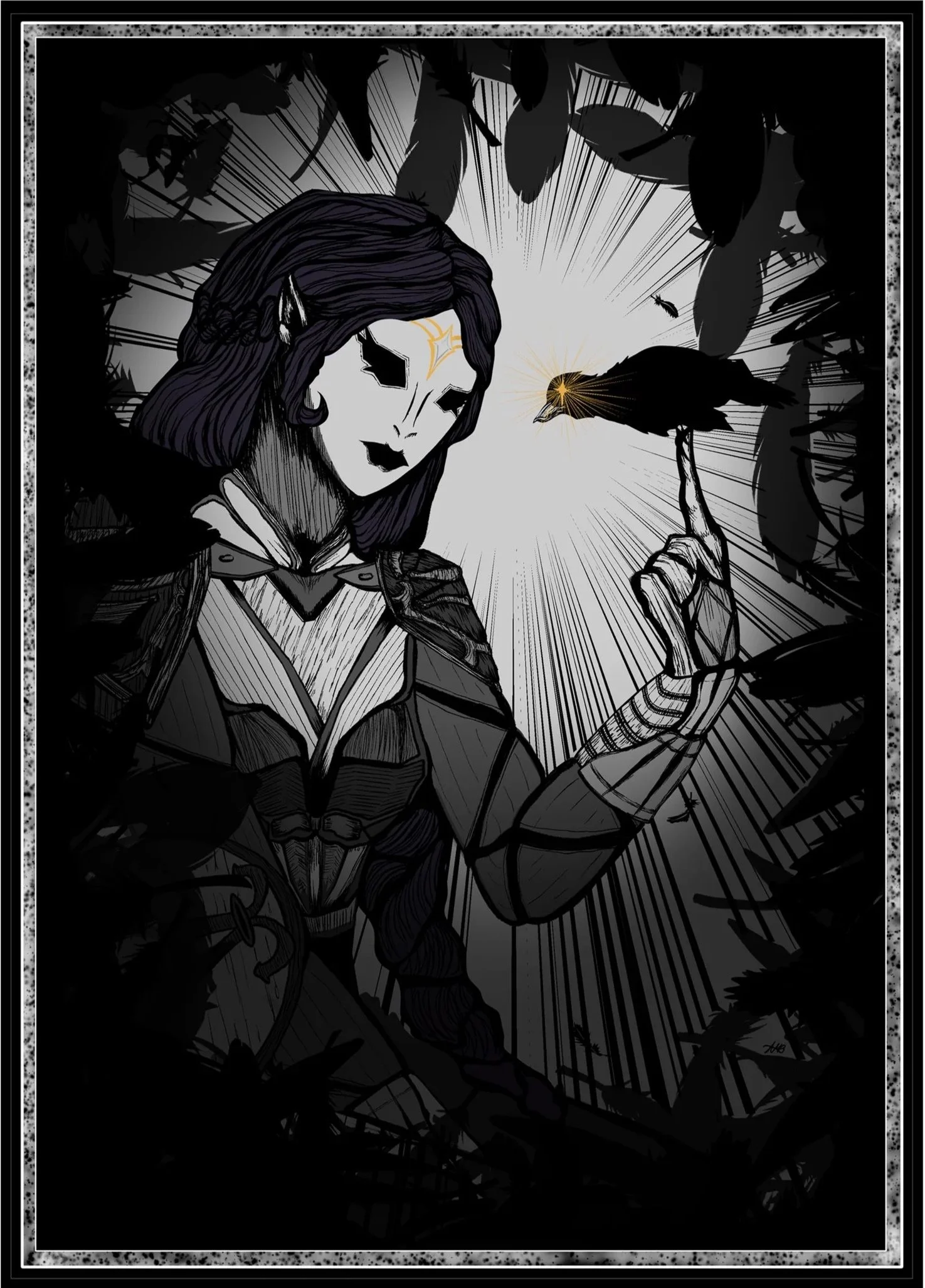 Illustration of Morrigan, a character created by my dear friend, Cleo Usher