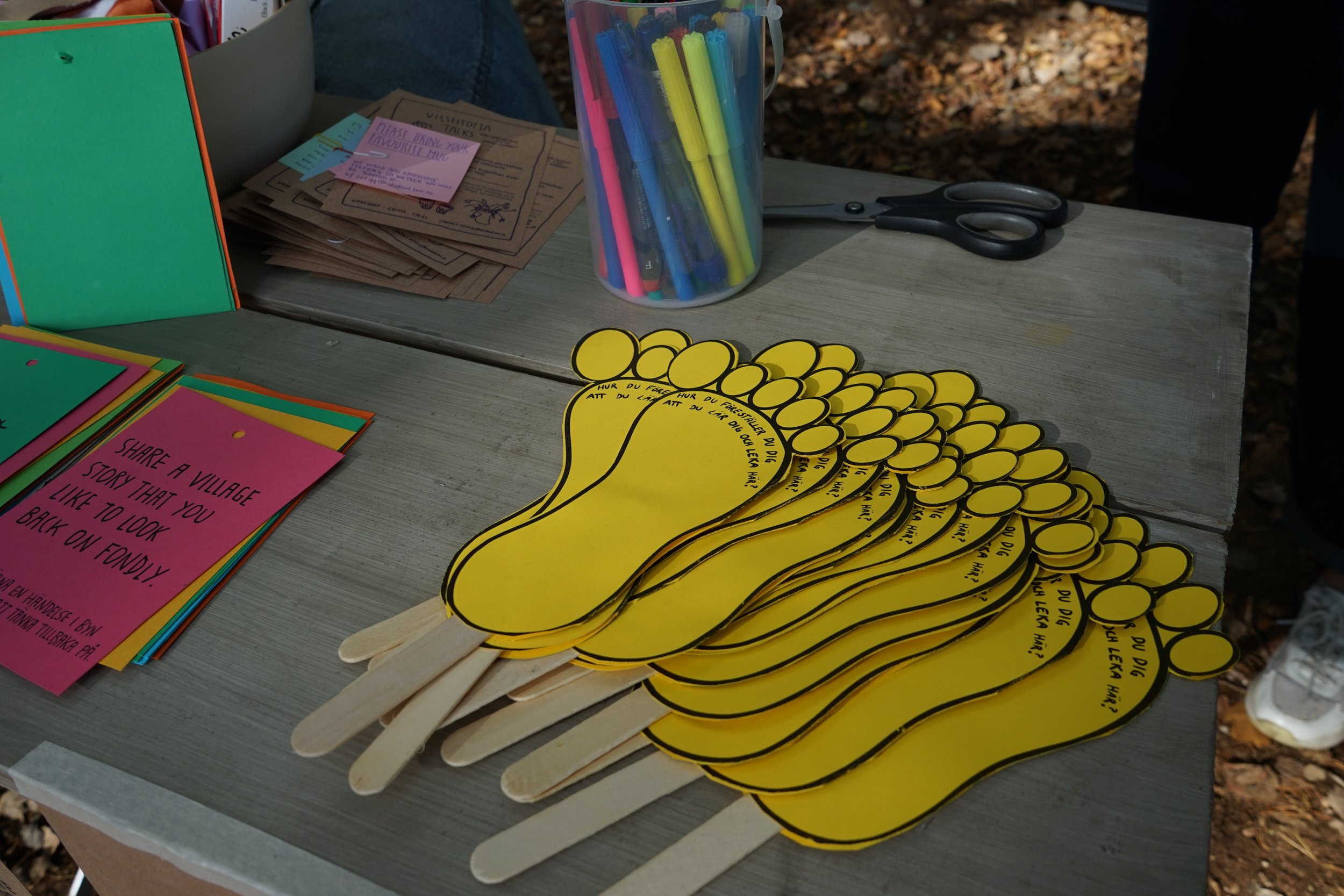 A collective live mapping game about the naturskola. Inviting people to leave their footprints, marking their favourite spots.
