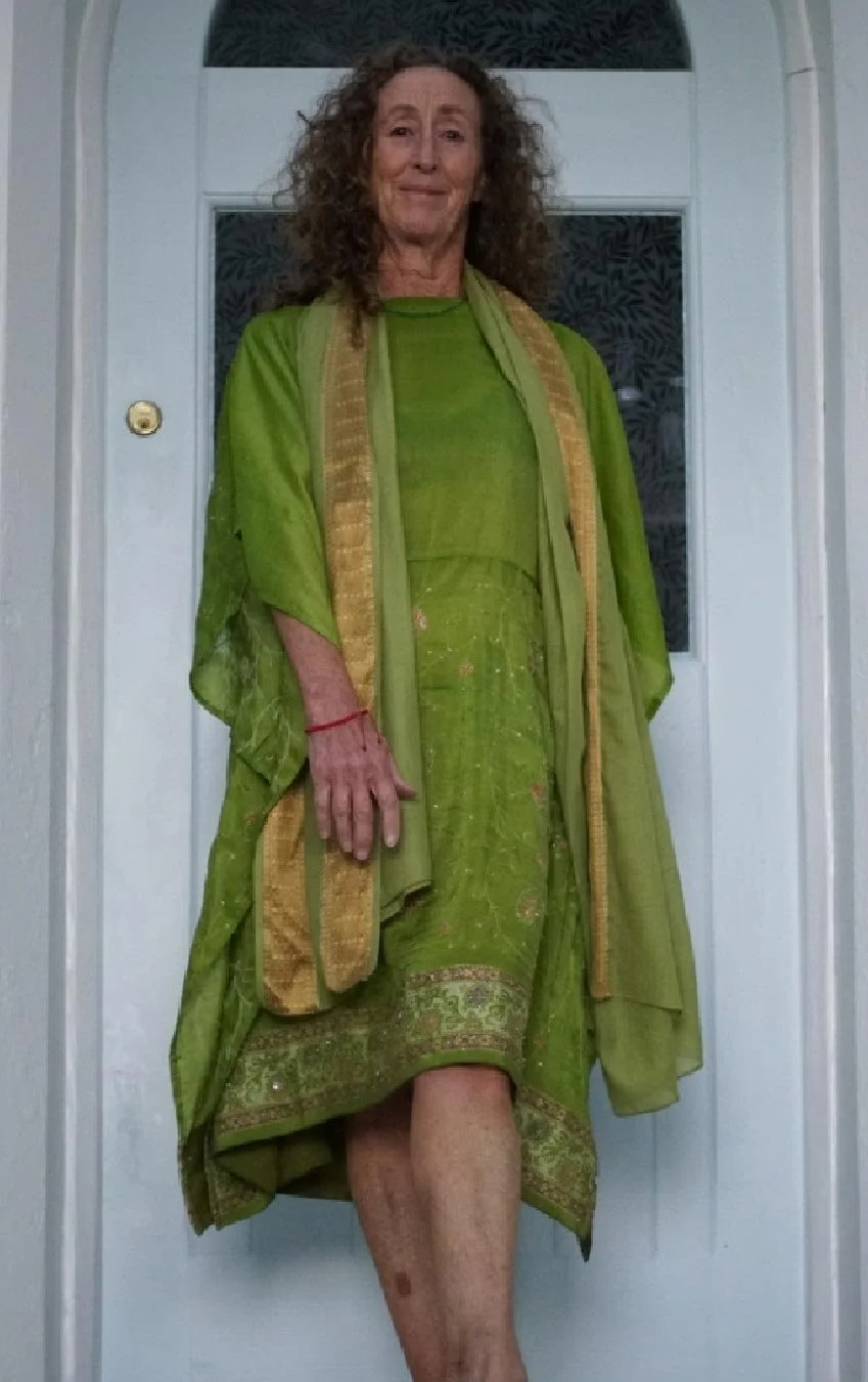 Green Embelished Silk Kaftan BWK009