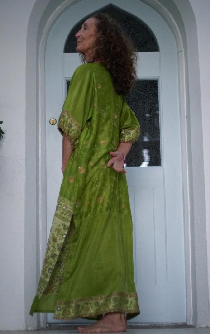 Long embellished silk kaftan BWK 008