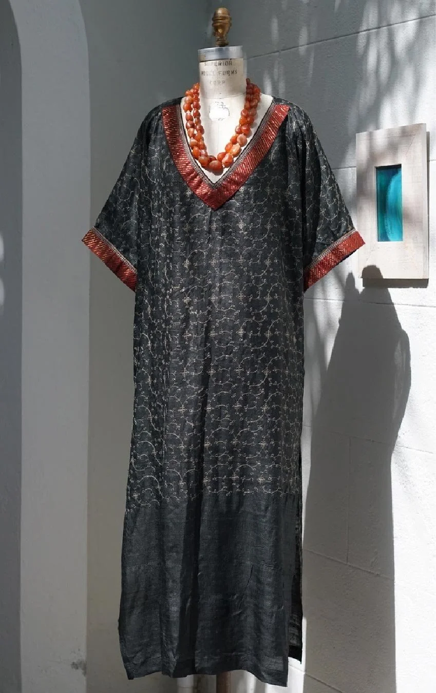 Charcoal Silk Kaftan BWK 010