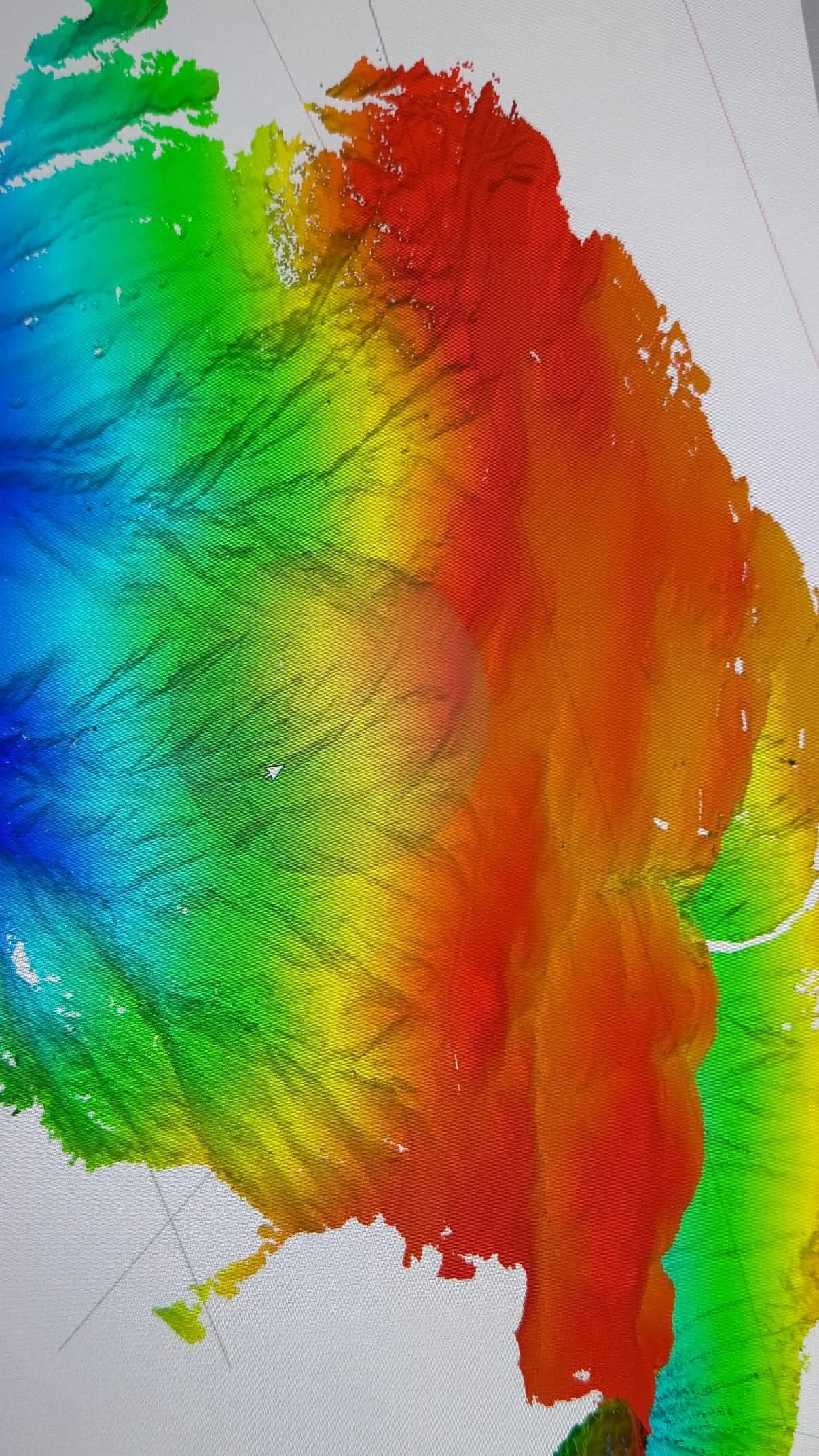A colorful 3D map of the state of Washington, US, showing elevation with color gradient from blue to red.