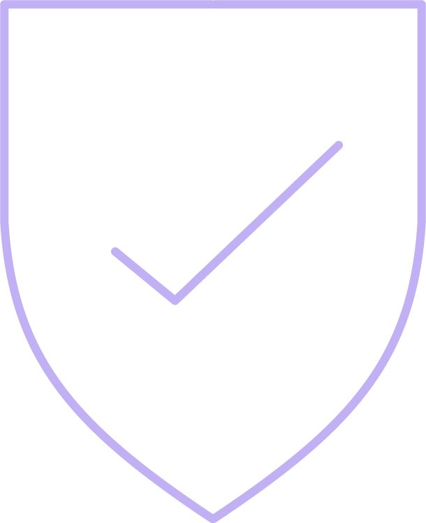 Outline of a shield with a check mark in the center.