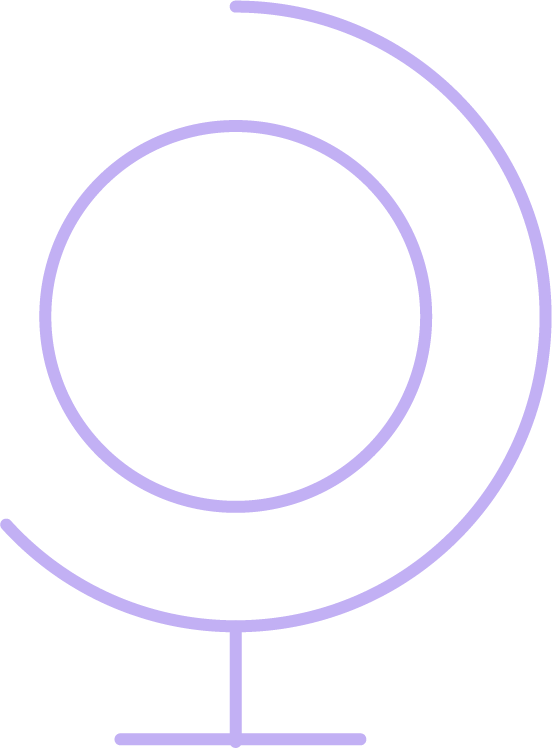 A neon purple line drawing of a beaker with a spiral design inside it, against a black background.